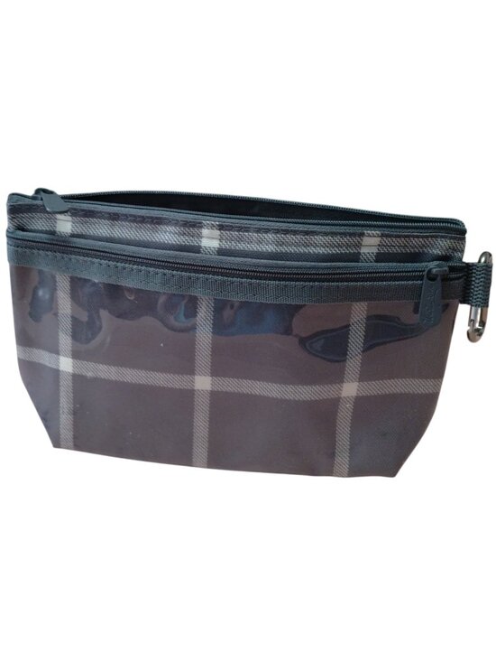 thirty-one Handbags - Thirty-One Gray Plaid Zip Up Pouch Cosmetic Make Up Bag Travel Vacation Classic